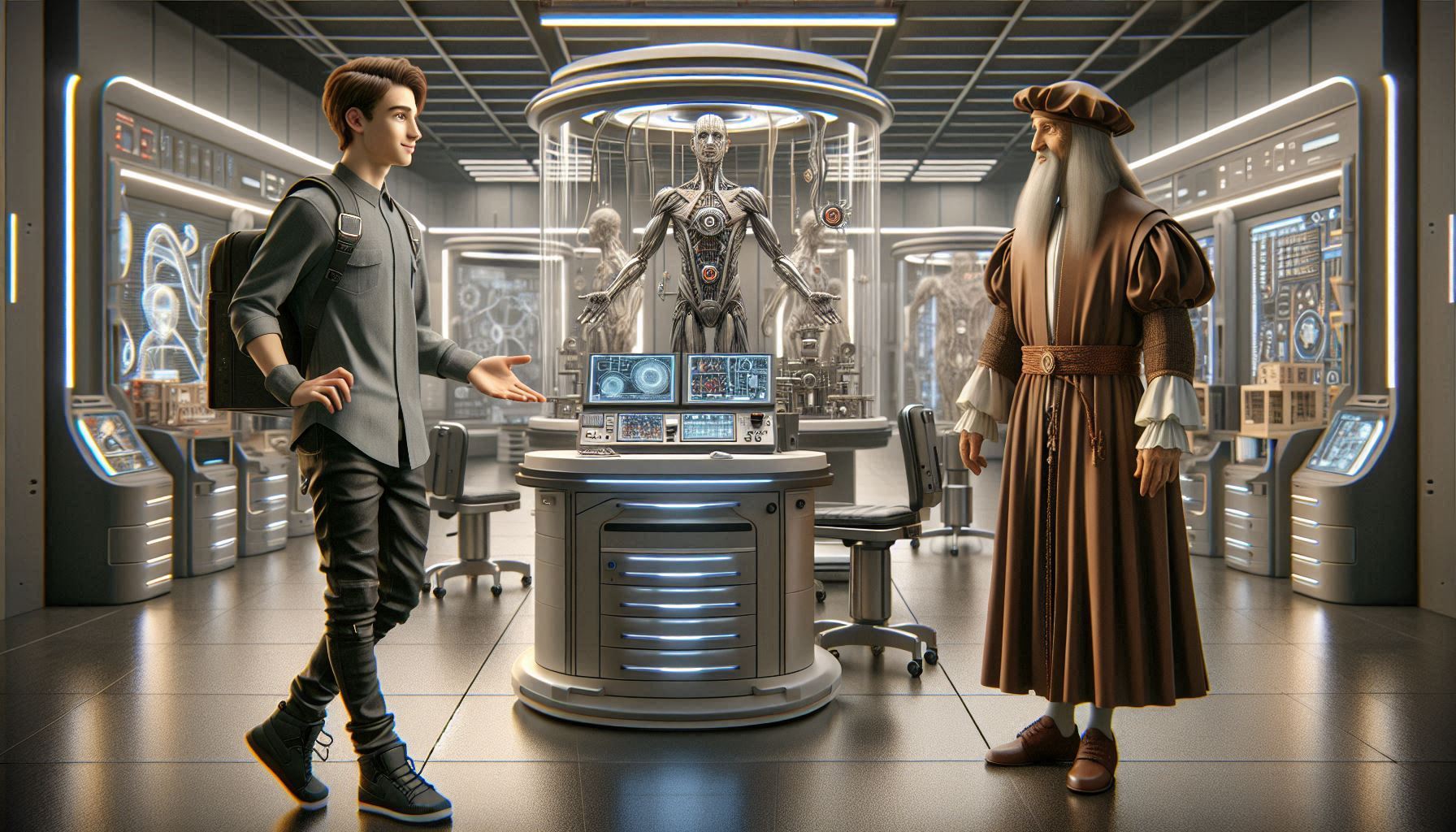 Leonardo chiacchiera con Musk